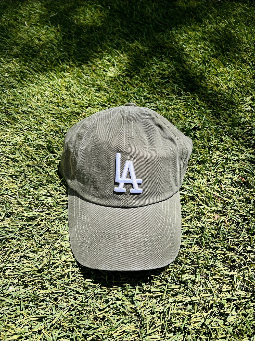 LA Embroidered Olive Baseball Cap -